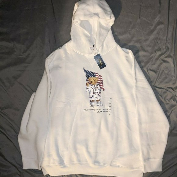 Polo Ralph Lauren Other - Polo Ralph Lauren USA American Flag Bear Hoodie Sweatshirt Sweater NWTs size 2XL